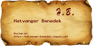 Hatvanger Benedek névjegykártya